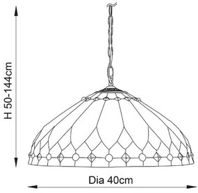 Endon 63977 - Tiffany BROOKLYN láncos csillár 1xE27/60W/230V átm. 40 cm