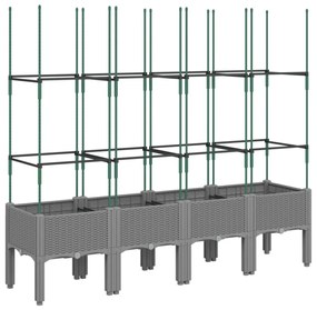 világosszürke PP rácsos kerti ültetőláda 160 x 40 x 142,5 cm