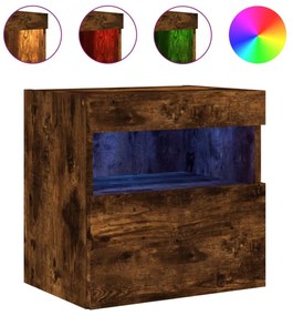 füstös tölgy színű fali TV-szekrény LED-ekkel 40x30x40 cm