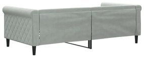 világosszürke bársony kanapéágy 90 x 190 cm