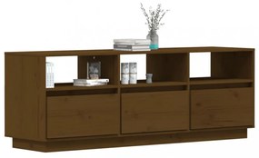 mézbarna tömör fenyőfa TV-szekrény 140x37x50 cm