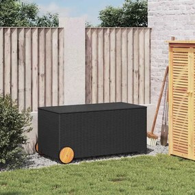 vidaXL fekete polyrattan kerti tárolóláda kerekekkel 190 L
