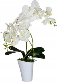 Mesterséges orchidea fehér cserépben Lengyel Gyártás természetes megjelenés 67 cm