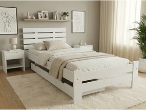 PARIS magasított ágy 90x200 cm, fehér Ágyrács: Lamellás ágyrács, Matrac: Deluxe 10 cm matrac