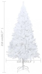 fehér PVC műkarácsonyfa vastag ágakkal 210 cm