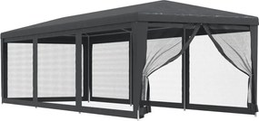 Antracit HDPE rendezvénysátor 8 hálós oldalfallal 3x9 m