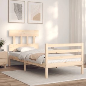 tömör fa ágykeret fejtámlával 90 x 200 cm