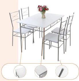 PAUL étkezőgarnitúra, 5 részes, bársony fehér Jurhan