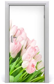 Ajtóposzter öntapadós rózsaszín tulipánok 95x205 cm