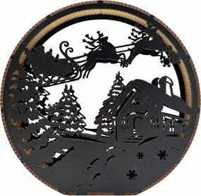 Karácsonyi lampion Fekete házikó 3D Mikulással