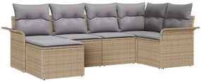 vidaXL Kerti Kanapé Szett tárolóval 6 pcs Bézs polirattan