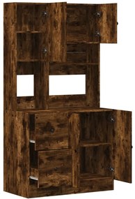 füstös tölgy színű szerelt fa konyhaszekrény 95 x 50 x 180 cm
