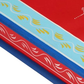 kézzel festett piros tömör mangófa dohányzóasztal