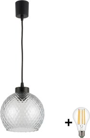 BRILAGI - LED csillár kábelen R GLASS 1xE27/60W/230V átm. 25 cm fekete/füstszürke