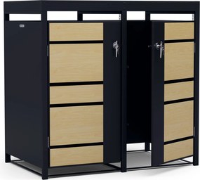 Blumfeldt BinSafe, szemétkosár tároló doboz, 2 szemétkosár, 240 l, zárható, időjárásálló horganyzott acél, beültethető tető