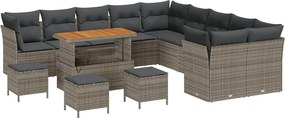 vidaXL Kerti Kanapé Szett 14 pcs Szürke polirattan
