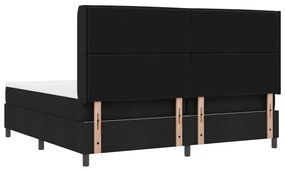 Boxspring ágy matraccal és LED világítással, fekete, 200x200 cm szövet
