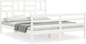vidaXL fehér tömör fa ágykeret fejtámlával 160 x 200 cm