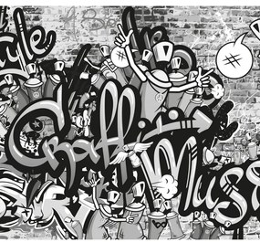 Fotótapéta szürke graffiti fal - 300x270 - cm