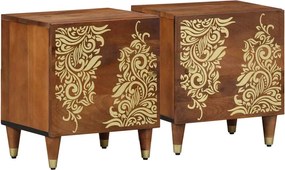 vidaXL Éjjeli szekrény ajtóval 2 pcs Méz barna 40 x 33 x 46 cm
