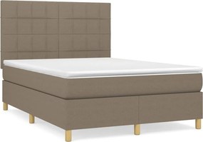 vidaXL tópszínű szövet rugós ágy matraccal 140 x 190 cm