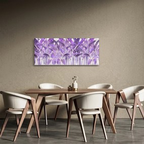 Kép - Lila levelek vakolatban (120x50 cm)