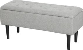 HOMCOM Tárolós Pad, Ágy Pad, Kárpitozott Pad Hajtható Tetővel, Velúrviselet, Tároló Pad, Nappalihoz, Hálószobához, Szürke, 95 x 38 x 45 cm | Aosom