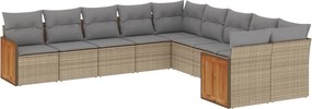 vidaXL 10 részes bézs polyrattan kerti ülőgarnitúra párnával