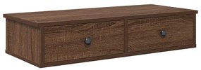 Falipolc fiókokkal barna tölgy 80x31x17 cm műszaki fa