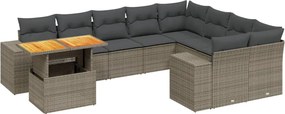 vidaXL 10 részes szürke polyrattan kerti ülőgarnitúra párnákkal
