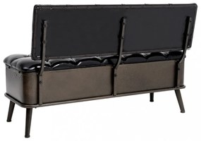 fekete műbőr tárolópad háttámlával 110 cm