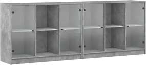 vidaXL betonszürke szerelt fa könyvespolc ajtókkal 204x37x75 cm