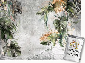 Fotótapéta Flizelina Fal Beton Szerkezet Levelek Növényzet 200x140 ragasztó