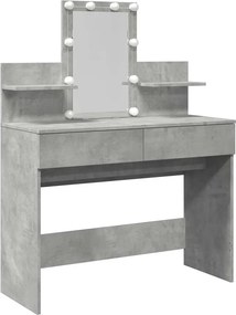 vidaXL betonszürke fésülködőasztal LED-del 100 x 40 x 130 cm