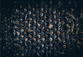 Fotótapéta Arany Csövek Fém Absztrakt Jelek Dekor 208x146 +ragasztó