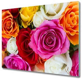 Üveg vágódeszka színes rózsák 60x52 cm