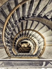 Poszter 30x40cm Spirál lépcső felülről az épületben, Assaf Frank