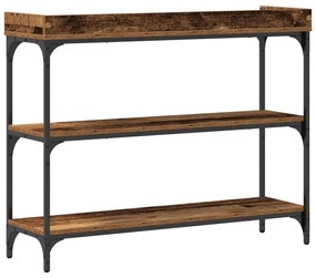 Konzol Asztal Régi Fa 100x30x80 cm Üvegszálas Fa és Acél