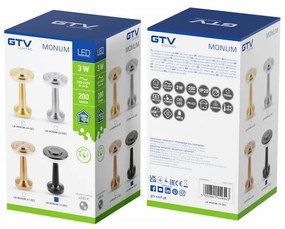 Lámpa Asztali Monum, 3W, 200lm, DC 5V, 1A,3000 K, 3 fokozatú fényerő, akkumulátor 1800 mAh, fekete