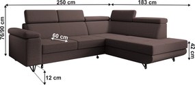 Kinyitható ülőgarnitúra, barna, jobbos, JOGI ROH