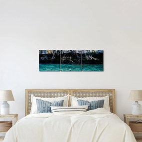 A víz és a sziklák képe (órával) (90x30 cm)