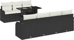 vidaXL Kerti Kanapé Szett párnával 8 pcs Fekete Poli rattan