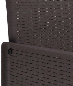 5 Részes Kerti Étkező Szett Barna Poly Rattan