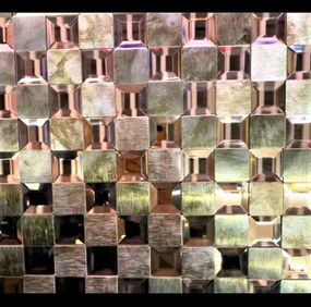 3d Öntapadós Ragasztható Rose Gold Strassz - Fém Csempe - Mozaik Panel 30 X 30 C