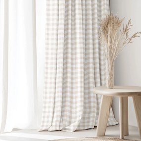 Goldea pamut drapéria - latté kockás 140x150 cm