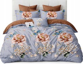 Flanel ágynemű szett, meleg, 200x220 2 párnahuzat, virágok, levelek