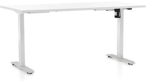Állítható magasságú asztal OfficeTech A, 160 x 80 cm, fehér alap, fehér