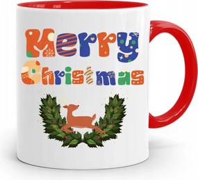 Piros Karácsonyi Bögre Mikulás Karácsonyfa Alá, fényképes nyomattal