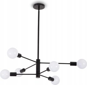 Mennyezeti lámpa Fekete nappaliba Loft lámpatest 6xE27 Csillár akasztós asztal fölé