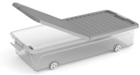 W box ágy alatti tárolódoboz L transzp/szürke 35L 74x37x17cm szürke tetős